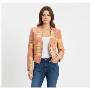 Free People Lightweight Jacket Blazer Womens 6 Tie Dye Colorful Abstract Artsy